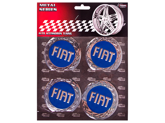 Наклейки на колпаки FIAT, синие, диаметр 6см (цена за набор 4шт)