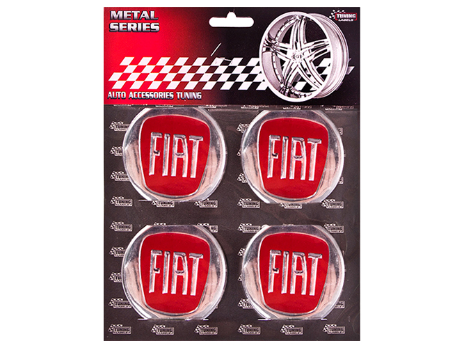 Наклейки на ковпаки FIAT, червоні, діаметр 6см (ціна за набір 4шт)