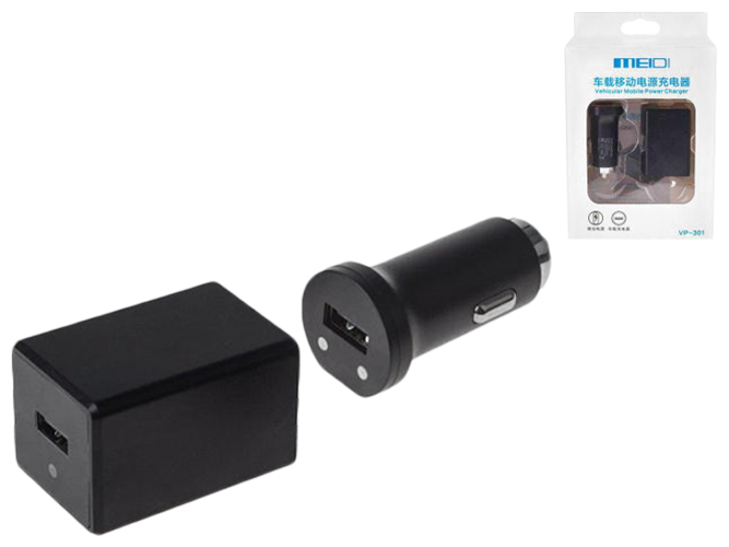 Автомобильное зарядное устройство Meidi VP-301 1USB (12-24V - 5В 2,4A)+Power Bank 3,7В 2100мA