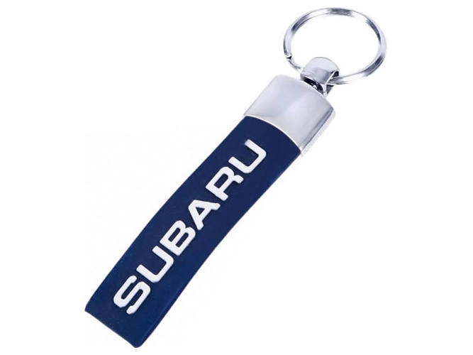 Брелок с резиновым ремешком, синий, SUBARU