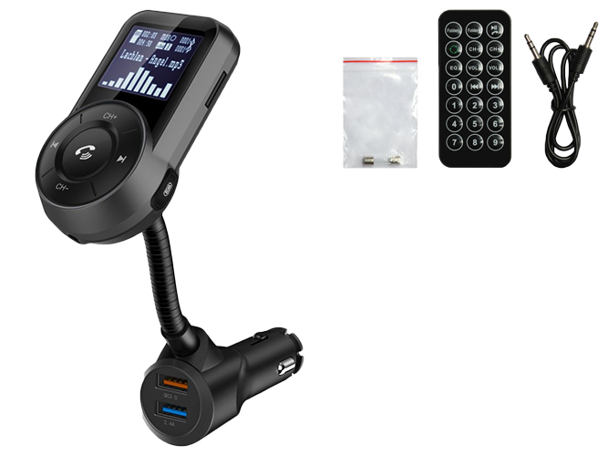 FM-трансмиттер Grand-X 96GRX Bluetooth V4.2, MicroSD+2 гнезда зарядки Quick Charge 3+2,4A