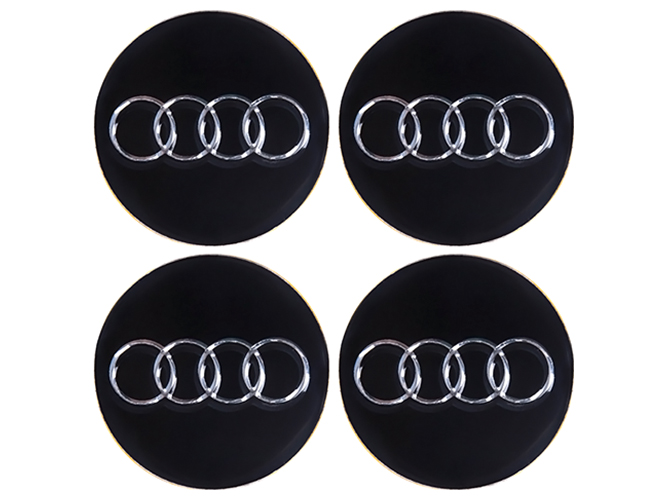 Наклейки на ковпаки AUDI, 9см, чорні, 4шт