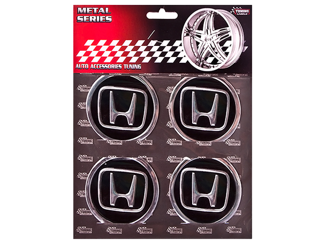 Наклейки на колпаки HONDA, 9см, черные, 4шт