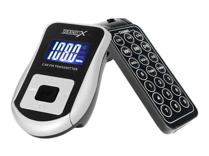 FM-трансмиттер Grand-X CUFM75GRX, AUX, USB 0,5A, SD card, mini-jack 3,5мм