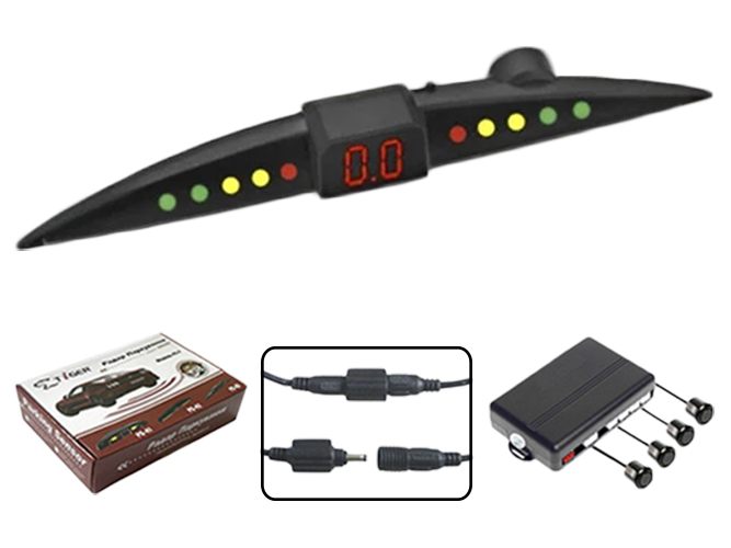 Парктроник TIGER PS-43 (LED, 4 датчика D18мм, коннектор) серебряный