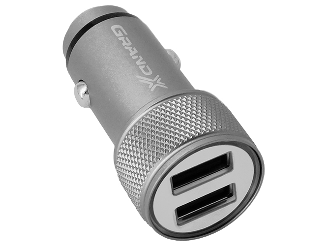 Автомобильное зарядное устройство Grand-X 3,1A, 12-24В, 2USB dark grey metallic (CH-07DG)