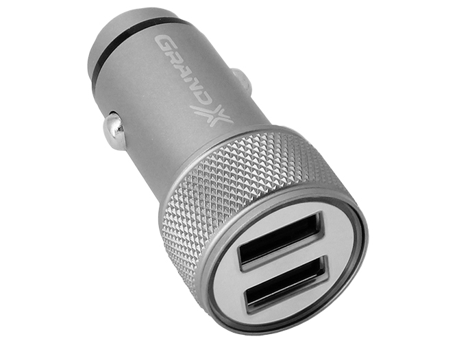 Автомобильное зарядное устройство Grand-X 3,1A, 12-24В, 2USB light grey metallic (CH-07LG)