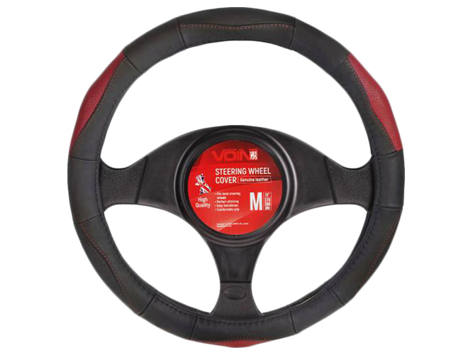 Чехол руля VOIN VLOD-L285 BK/RD размер M (37-39см) черно-красный, перфорированная кожа