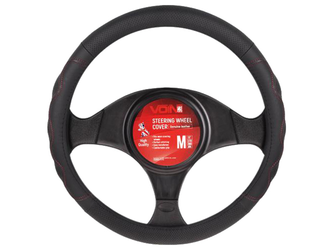 Чехол руля VOIN VLOD-L283 BK/RD размер M (37-39см) черно-красный, перфорированная кожа