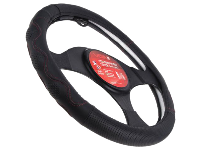 Чехол руля VOIN VLOD-L283 BK/RD размер L (39-41см) черно-красный, перфорированная кожа