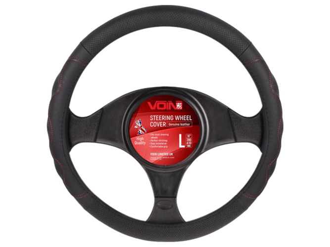 Чехол руля VOIN VLOD-L283 BK/RD размер L (39-41см) черно-красный, перфорированная кожа