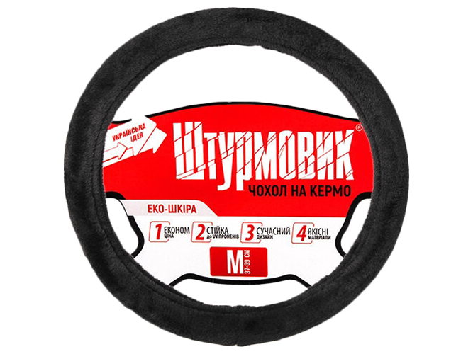 Чехол для руля Ш-163082 M (37-39см) черный
