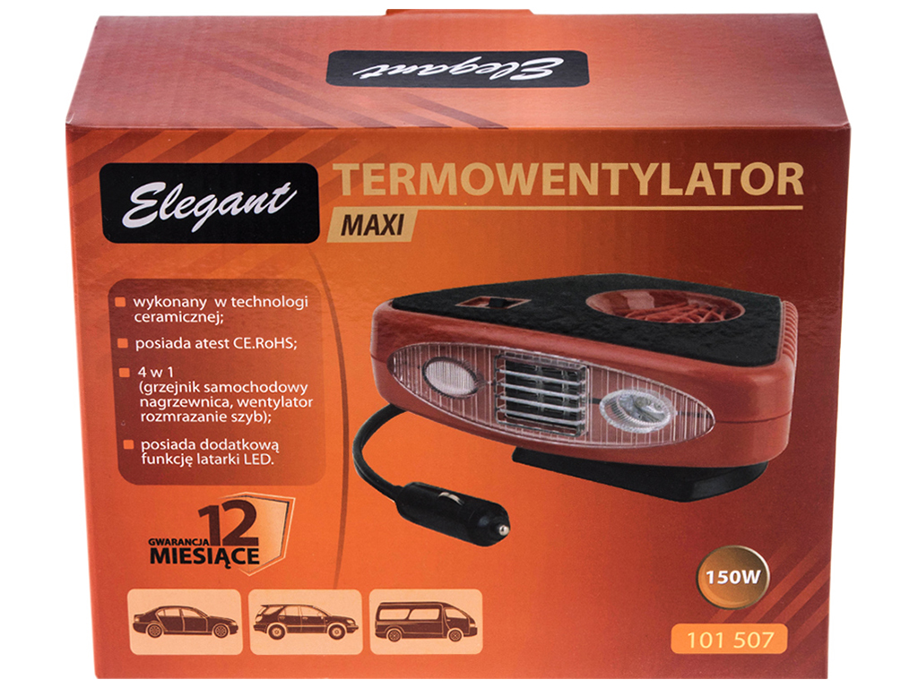Тепловентилятор Elegant, 150W, 180W, + 3м кабель с диодами (EL 101 507)