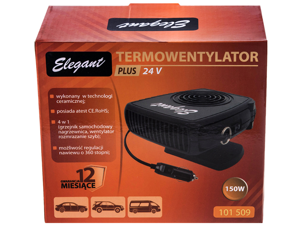 Тепловентилятор Elegant, 150W, + 3м кабель, 24V (EL 101 509)