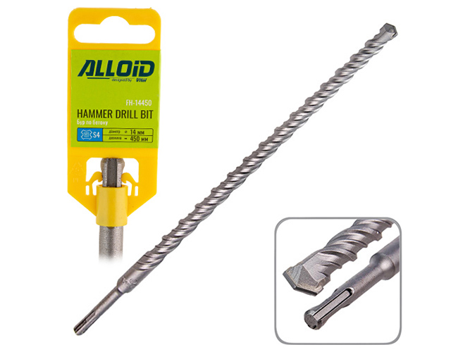 Бур по бетону Alloid SDS-plus S4 14x450мм (FH-14450)