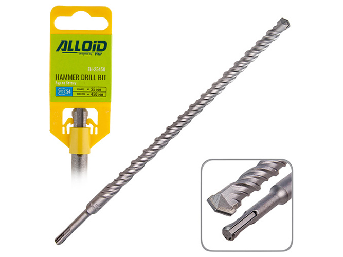Бур по бетону Alloid SDS-plus S4, 25x450мм (FH-25450)