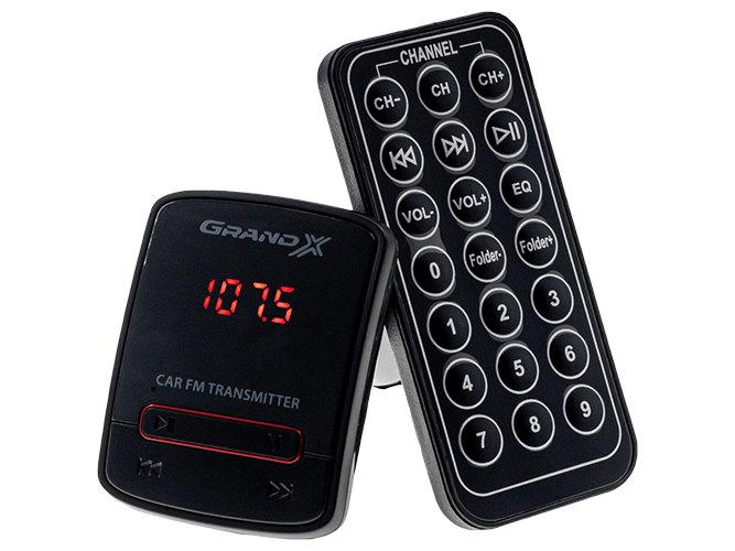 FM-трансмиттер Grand-X CUFM79GRX, AUX, USB 0,5A, SD card, mini-jack 3,5мм