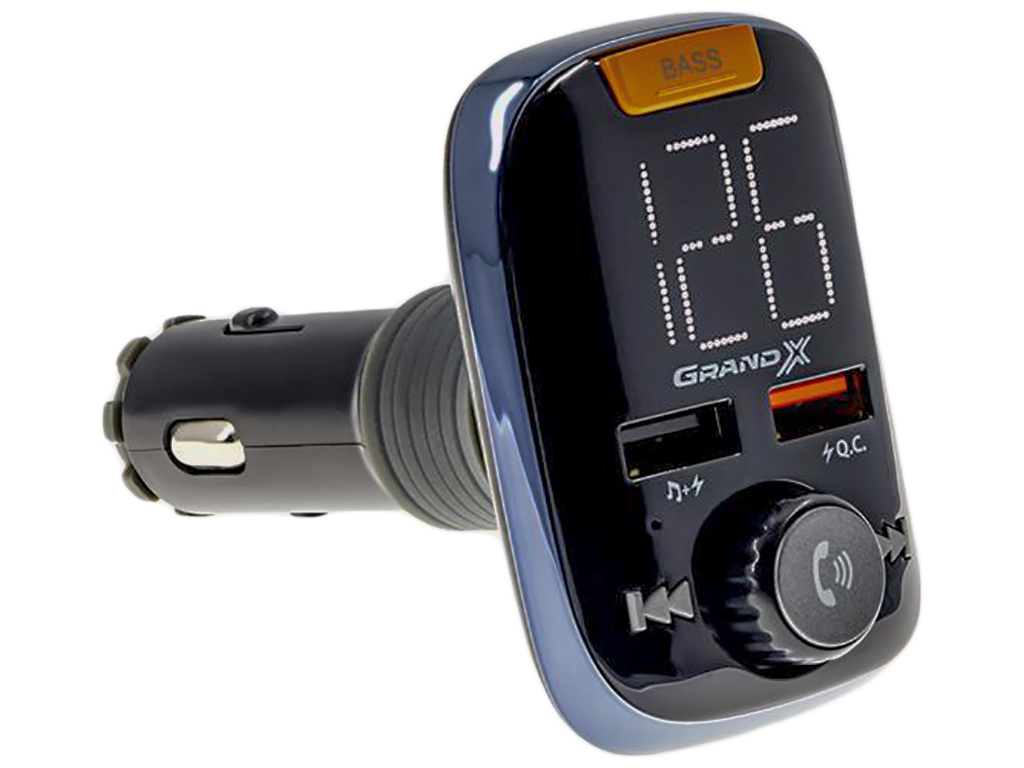 FM-трансмиттер Grand-X 97GRX Bluetooth V5.0, MicroSD+2 USB Quick Charge 3.0+2.4A