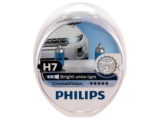 Автолампа Philips Crystal Vision, H7, 12V, 55W, PX26d (12972CVSM) 2шт