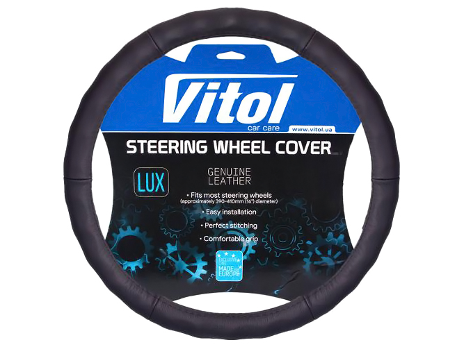 Чехол руля Vitol, 2056 XL, черный, кожа