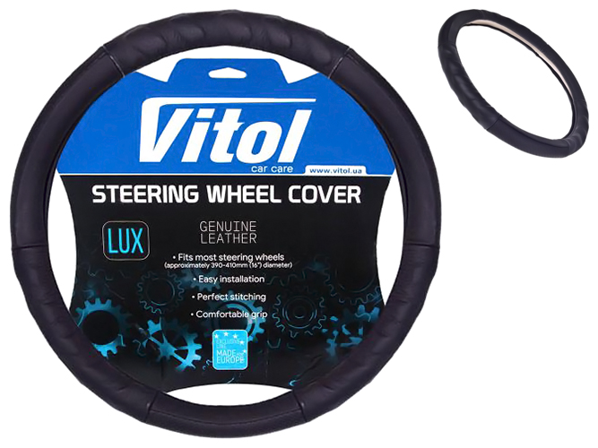 Чехол руля Vitol, B 017, XXXL, черный, кожа
