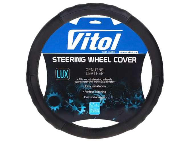 Чехол руля Vitol, B 317, XXXL, черный, кожа