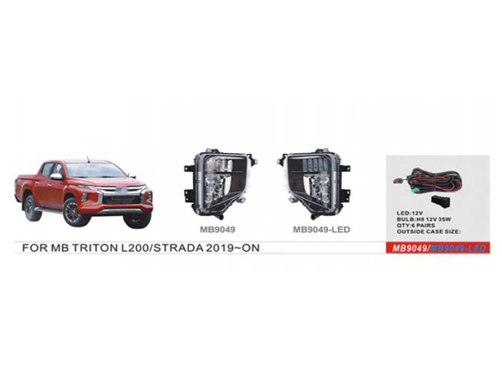 Фари дод. модель Mitsubishi Triton/L200/Pajero Sport 2018-/MB-9049LED/H8-12V35W+LED-8W/ел.проводка (