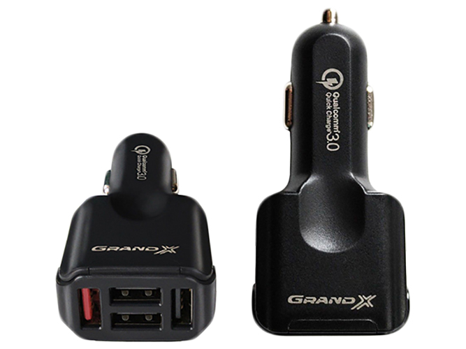 Зарядний пристрій Grand-X CH-09 Quick Charge QС3.0 1xUSB 3,6-12В 3A-1,5A, 3xUSB 5В 4,8A