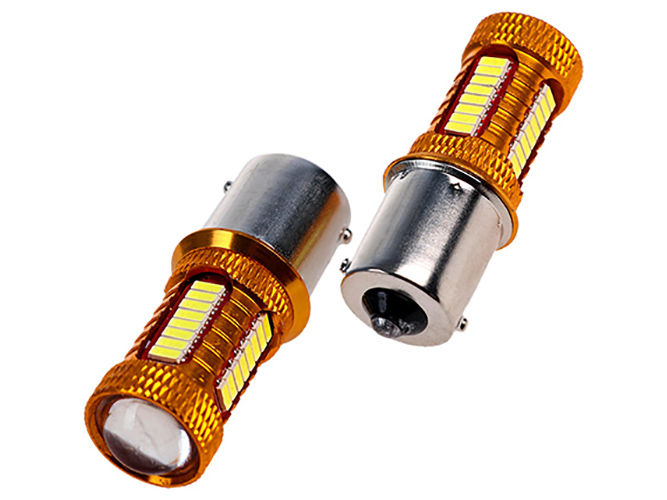Лампа диодная S25 1156-4014-38SMD 1 контакта + линза 09377