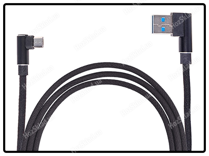 Кабель USB-Micro USB Black 90°