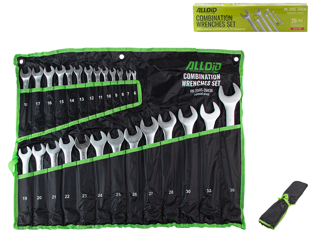 Набор ключей комбинированных Alloid (цена за набор 26 предметов), НК-2005-26М36