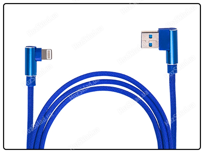 Кабель USB - Apple (Blue) 90°