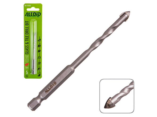 Свердло Alloid по склу, кераміці, HEX 1/4", 5мм, 95мм