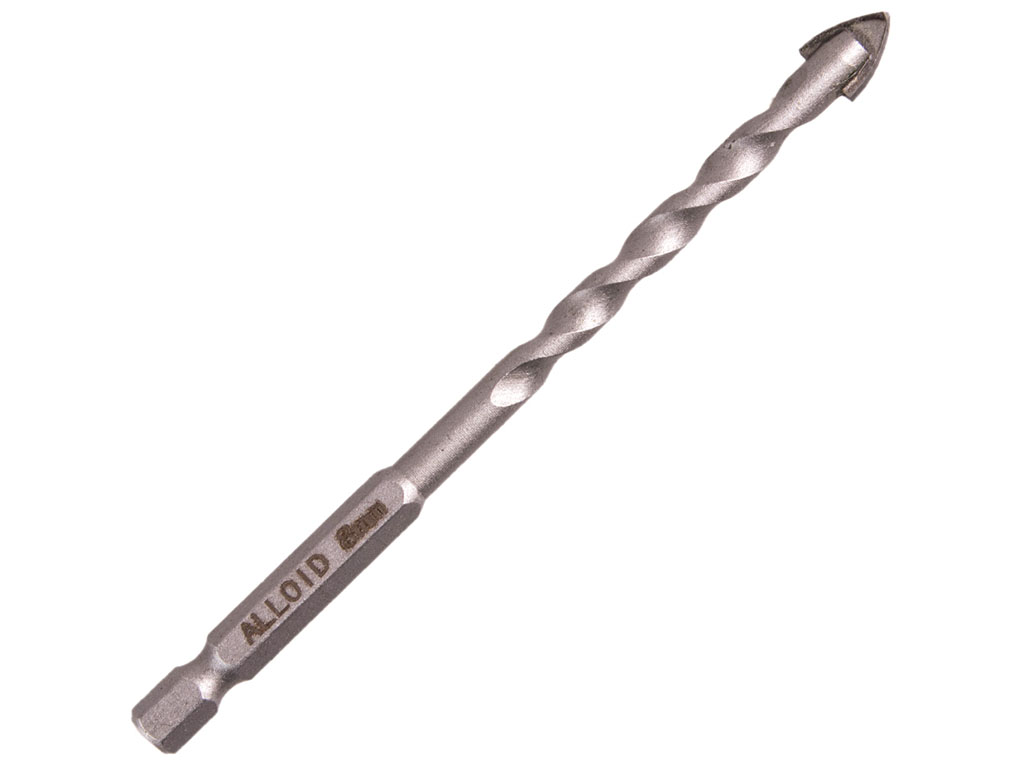 Сверло по стеклу и керамике 8мм, хвостовик HEX 1/4" Alloid, L=120mm (GB-10008)