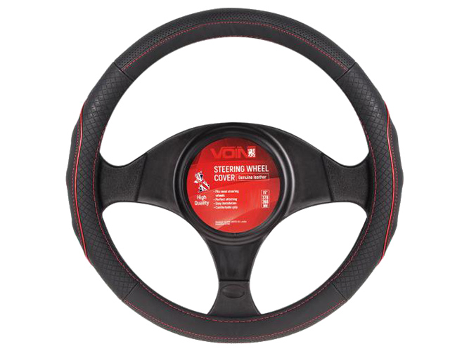 Чехол руля VOIN VLOD-L282 BK/RDразмер S (35-37см) черно-красный, перфорированная кожа