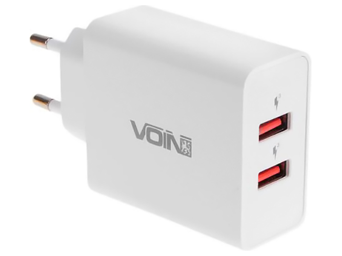 Сетевое зарядное устройство Voin 36W, 2USB QC3.0 (3.6V-6.5V*3A, 6.5V-9V*2A, 9V-12V*1.5A)