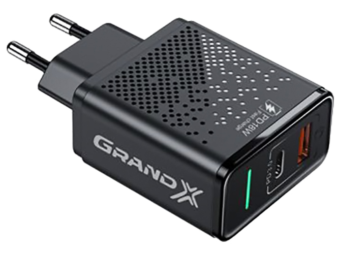 Зарядное устройство Grand-X Power Delivery 6в1 PD 3.0, QС3.0, AFC,SCP,FCP,VOOC 1USB+1TypeC 18W