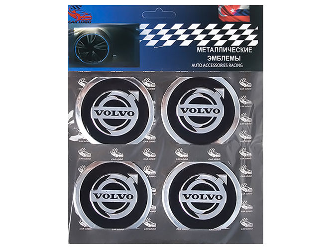 Наклейки на колпаки VOLVO, 6см, черные, 4шт
