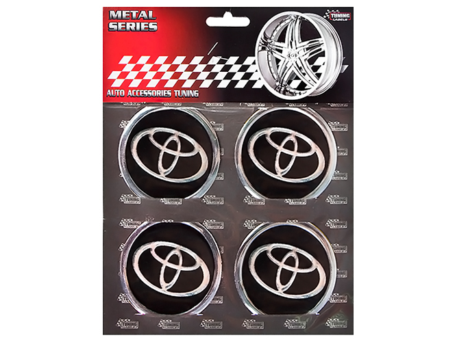 Наклейки на колпаки TOYOTA, 9см, черные, 4шт