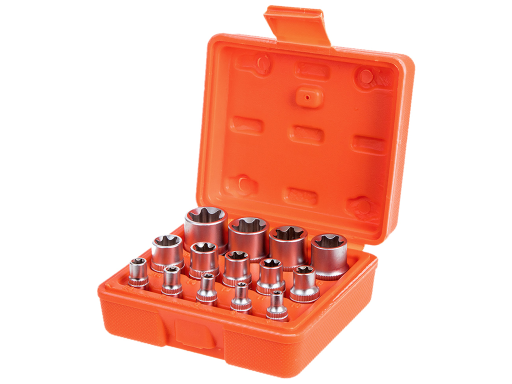 Набор торц головок Alloid, внешний торкс 1/4"-3/8"-1/2" DR, Е4-Е24 (цена за набор 14 предметов)