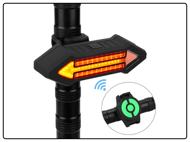 Велосипедный фонарь X4 "STOP" с указанием поворотов (красный+желтый), ЗУ micro USB, встр. аккум.