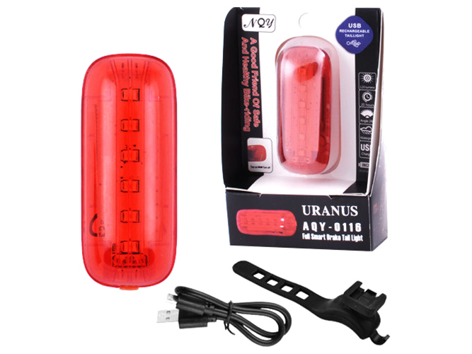 Велосипедный фонарь AQY-0116-6SMD (красный), ЗУ microUSB, встроенный аккумулятор