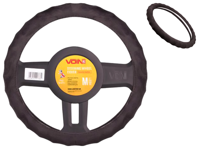 Чехол руля VLOD-AL2705 BK, M, алькантара, черный