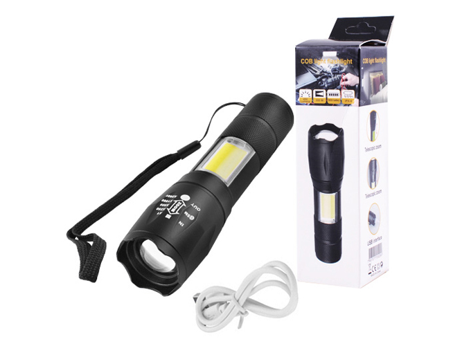 Ліхтар діодний Police BL-1831-T6+COB, zoom, вбудований акумулятор, micro USB, ремінець