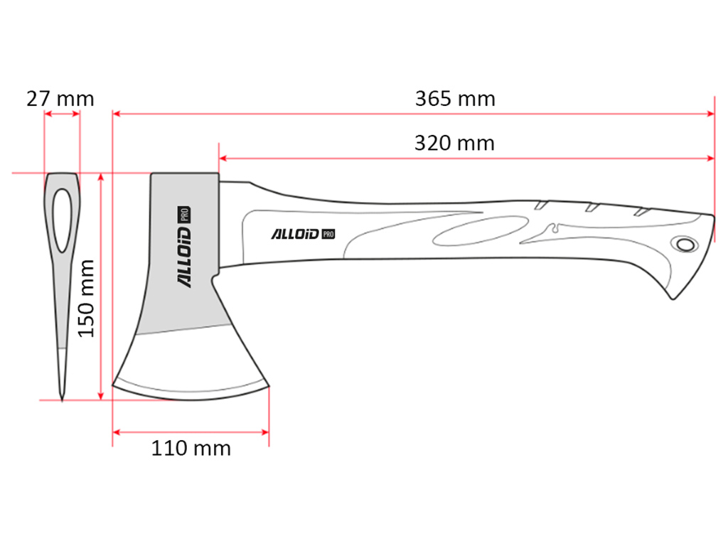 Топор Alloid, ручка из древесины, 600г (AW-170600)