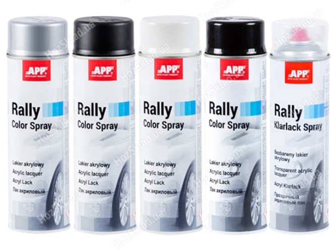 Краска аэрозольная APP Rally Color Spray, черный блеск, 600мл, 210113
