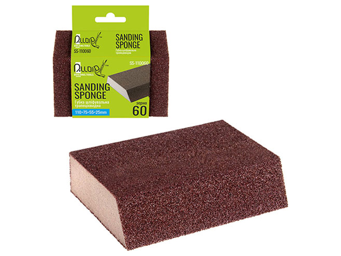 Губка шліфувальна трапецеподібна Alloid, 11х7х5,5х2,5см, зерно 60