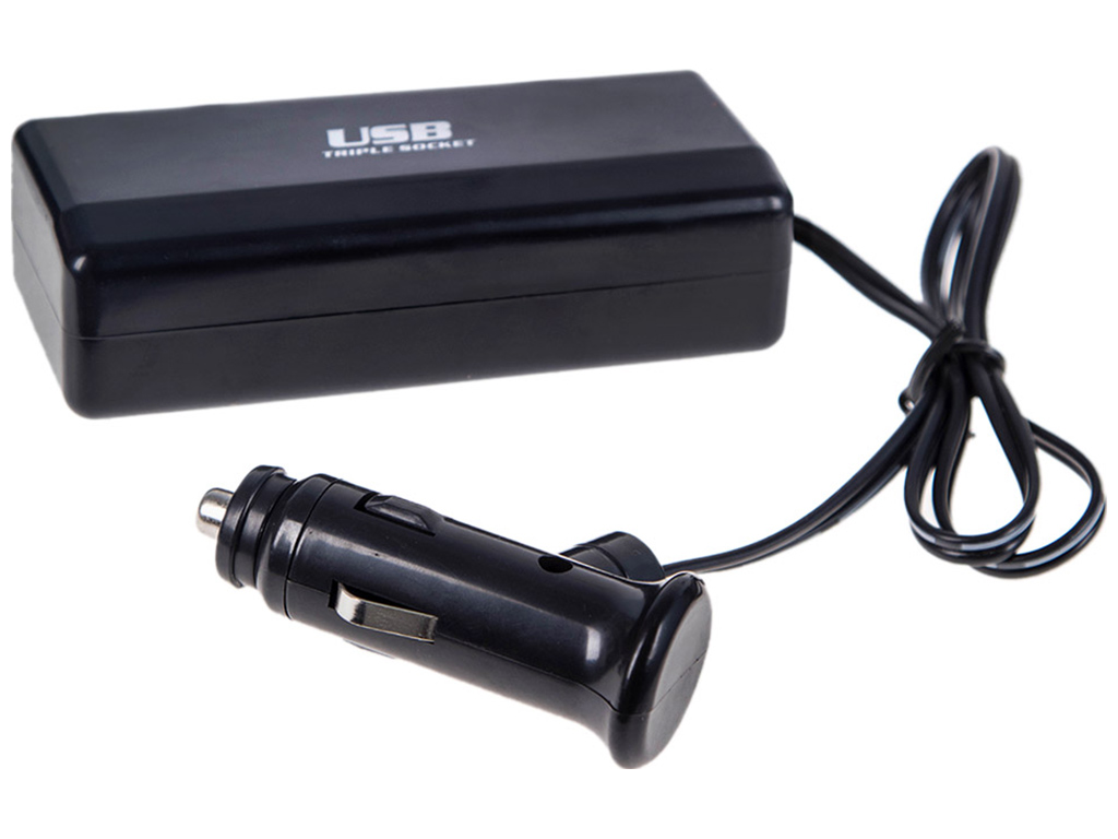 Удлинитель прикуривателя, 3+1USB провод, предохранитель (WF-0096A)
