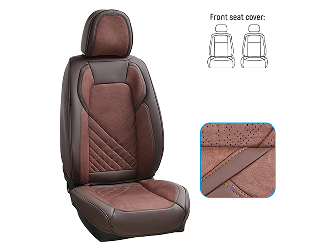 Набір чохлів VB - 8828 BR 2 передніх+2 підголівника, екошкіра, коричневі (VB - 8828 BR Front)