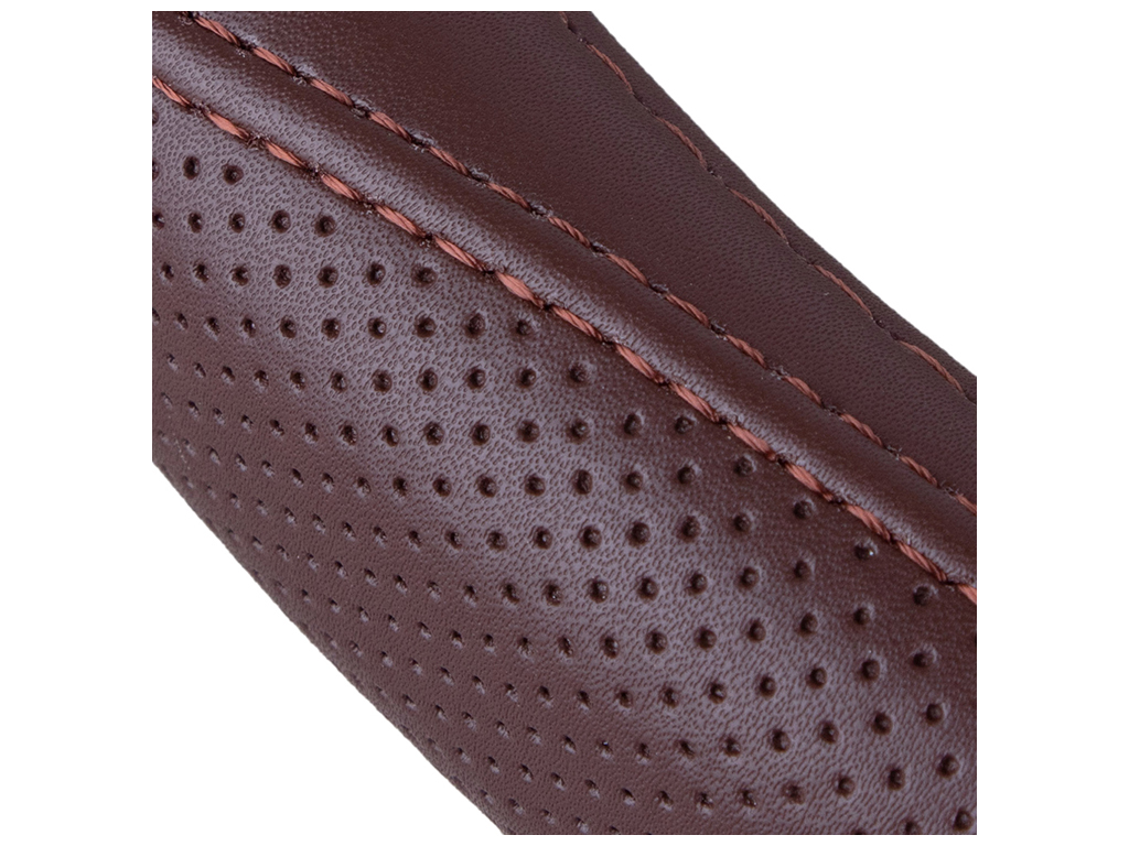 Чехол на руль VLOD-LF2161 BR M (37-39см), белая основа, кожа один шов/flat (цвет коричневый)